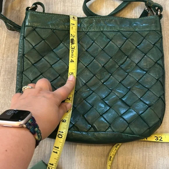 Anthropologie Vilenca Holland Green Leather Wove Bag - Picture 9 of 10